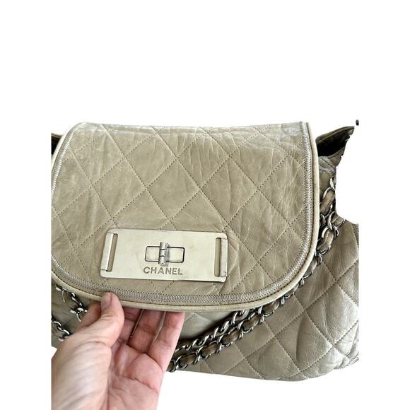 Authentic Chanel Quilted Calfskin Tote – Beige / Silver Hardware - Picture 6 of 16